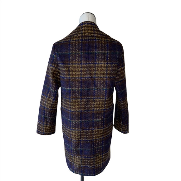 NWT  Kensie Women's Long Plaid Houndstooth Coat with Patch Pockets Woolblend - Picture 10 of 13